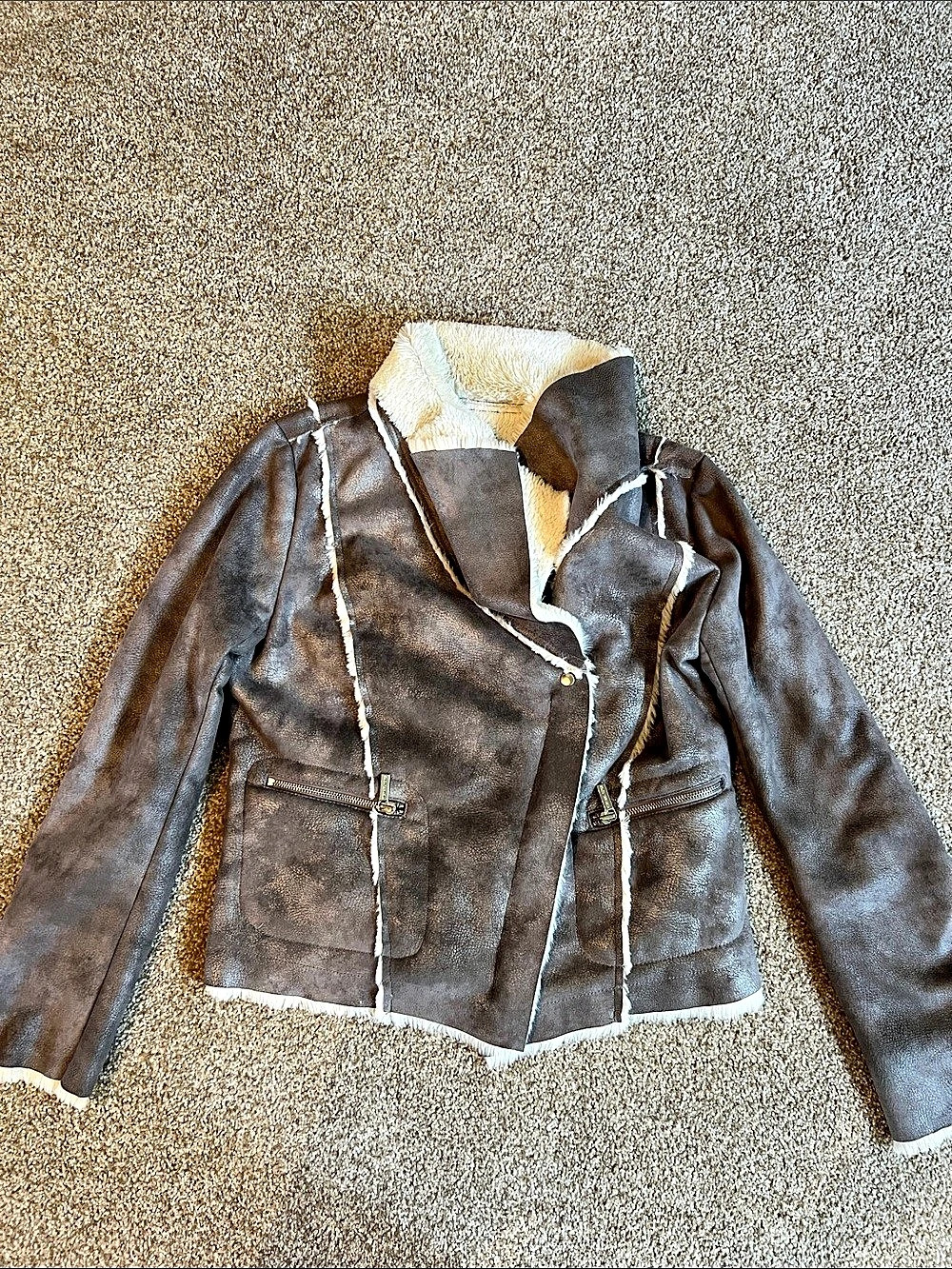 Michael Kors faux shearling jacket gray Jacket Size Medium